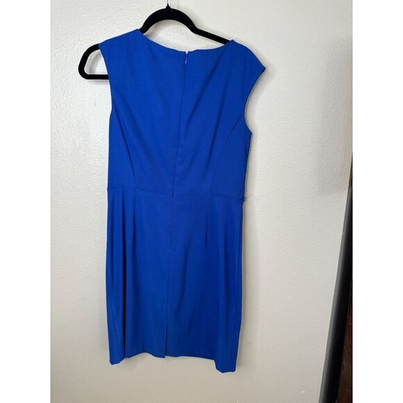 Dressbarn Womens Blue Dress 10 midi dress sleeveless polyester‎ zipper flower - Picture 8 of 9